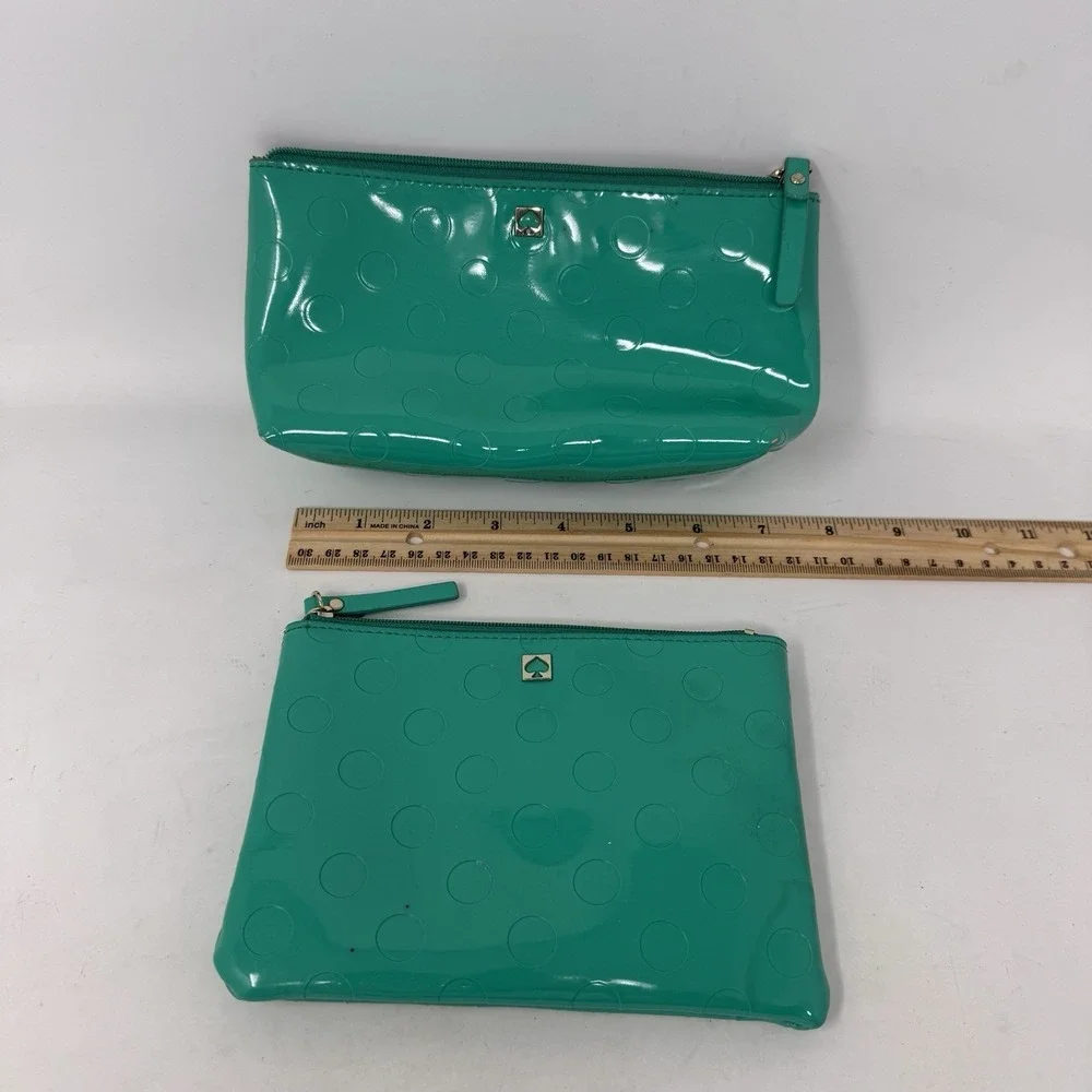 Kate Spade‎ Camellia Street Green Cosmetics Pouch And Mini Pouch Lot Of 2